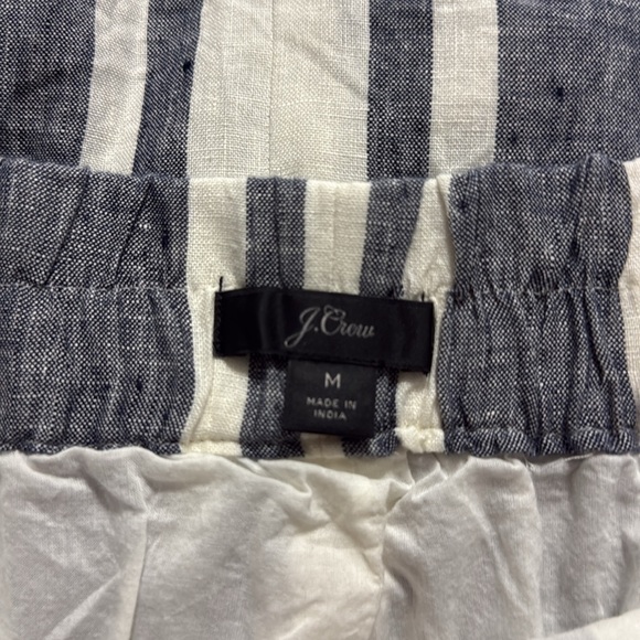 J. Crew Linen Striped Elastic Waist A-line Mini Skirt w/ Pockets Size: M - Picture 6 of 8